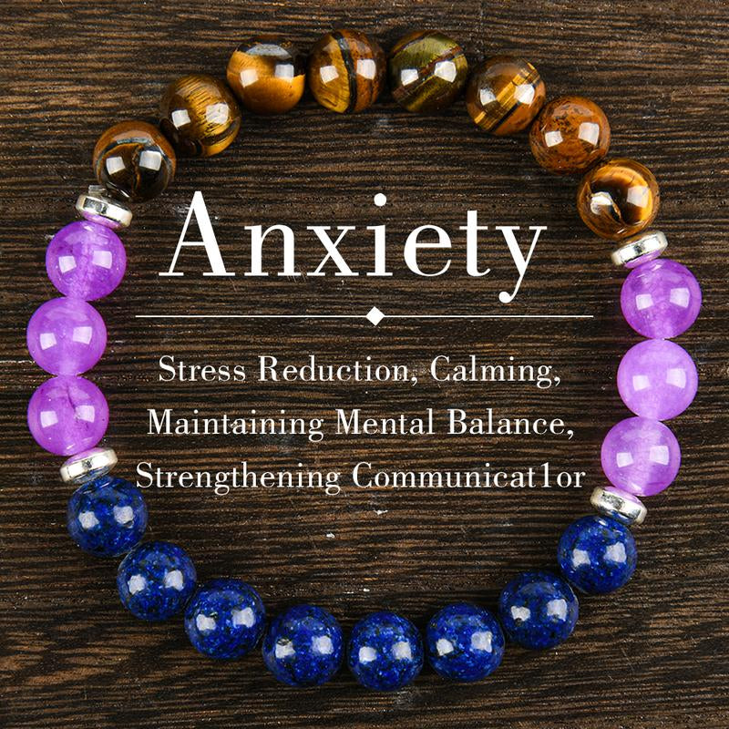 Reduce Stress Relieve Anxiety Crystal Bracelet Beaded Tiger'S Eye Stone Jewelry for Men and Women, Beaded Jewelry, First Bracelet Pulsera Amatista Unity Bracelet Protection Fashion Artificial Colorblock Beaded Crystal Bracelet Chakra Bracelet