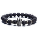 Classic Black Volcano Stone Bracelet with Textured Punk Charm Bracelet Unisex Style Men'S and Women'S Suitable Bracelets