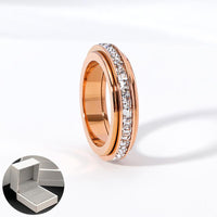 Anxiety Rings for Women and Men Titanium Steel Spinner Fidget Band Rings Cubic Zirconia Relieving Anxiety Wedding Promise Lucky Rings Comfort Fit Size 5 to 10