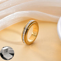 Anxiety Rings for Women and Men Titanium Steel Spinner Fidget Band Rings Cubic Zirconia Relieving Anxiety Wedding Promise Lucky Rings Comfort Fit Size 5 to 10