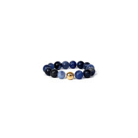 Navy blue beaded ring with a gold accent on a white background